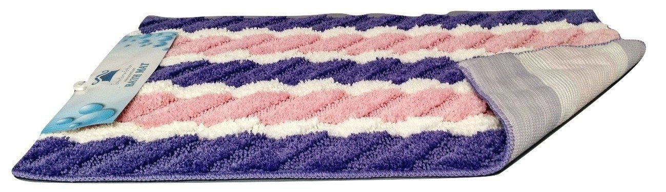 Tache Super Absorbent Purple and Pink Striped Microfiber Wild Flower Floor Mats / Rugs - Tache Home Fashion