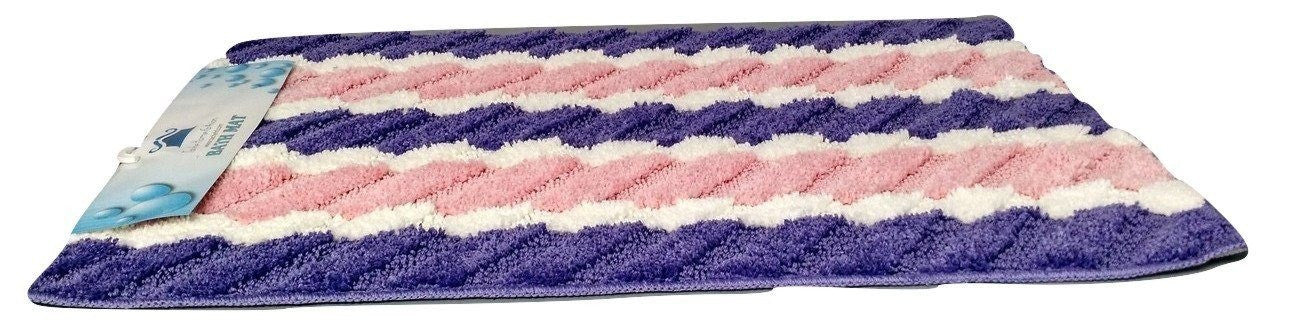 Tache Super Absorbent Purple and Pink Striped Microfiber Wild Flower Floor Mats / Rugs - Tache Home Fashion