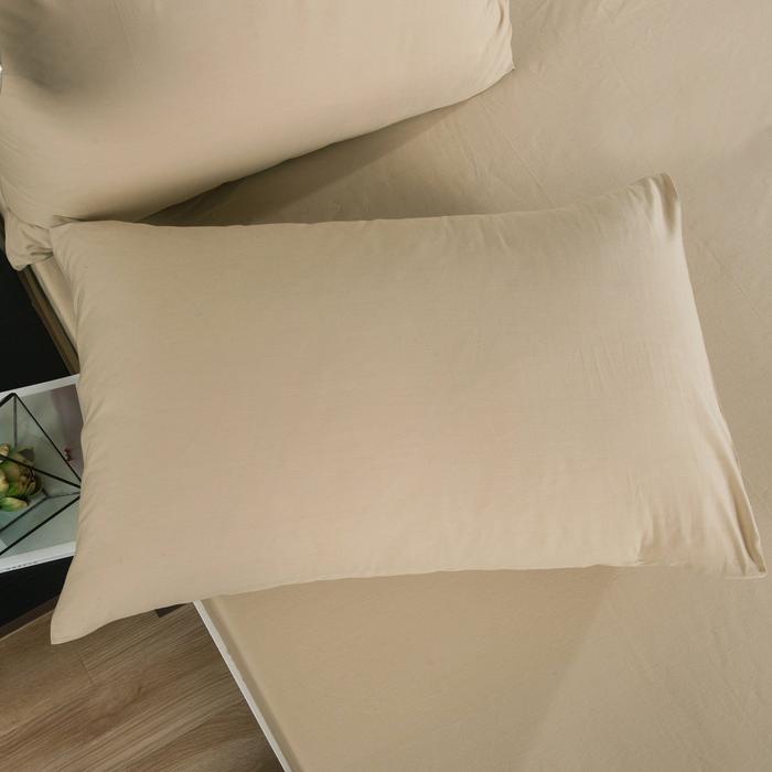 DaDa Bedding Poplin Cotton Tan Beige Fitted Sheet and Pillowcase (JHW-546) - Tache Home Fashion