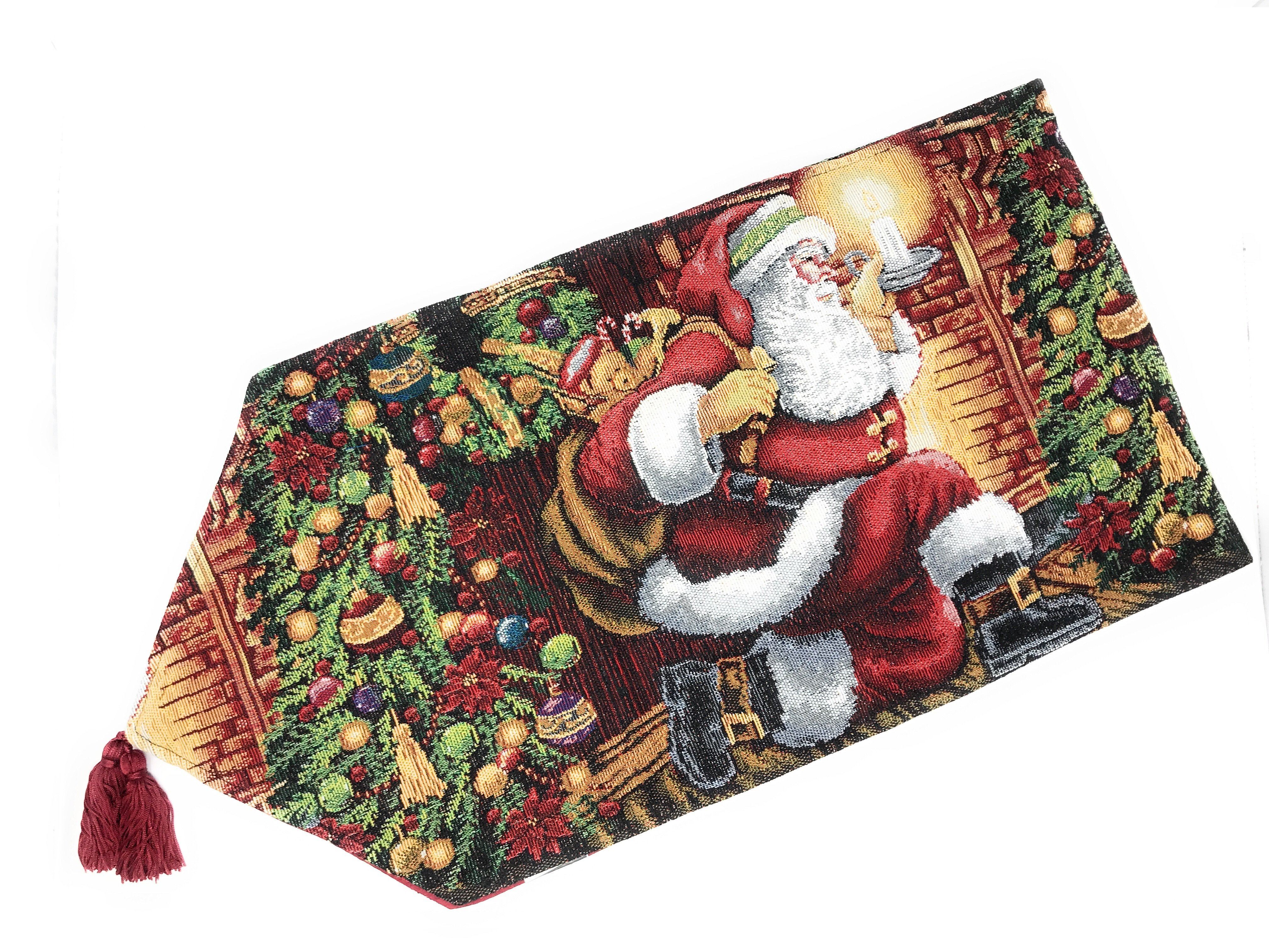 Tache Festive Down the Chimney Woven Tapestry Table Runners (DB11533) - Tache Home Fashion