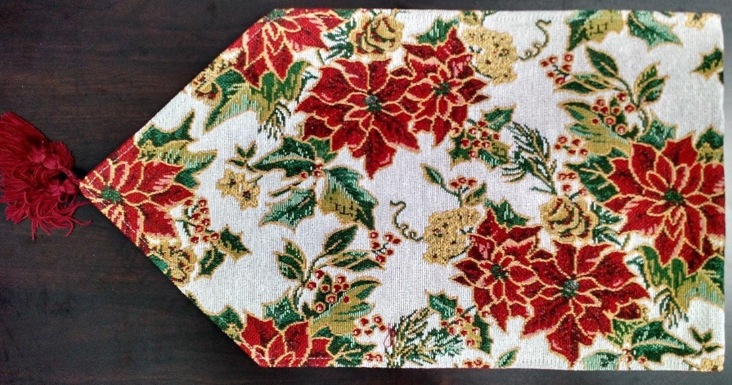 Tache New Festive Red Poinsettia Christmas Deck The Halls Table Runner (6250TR) - Tache Home Fashion