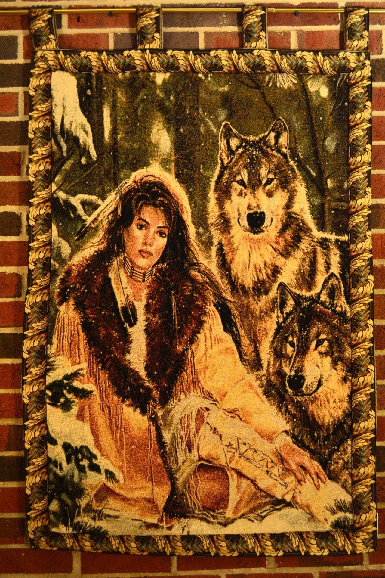 Tache Tapestry Runs With Wolves Native Tribal Wall Hanging 28 x 47 (12082) - Tache Home Fashion