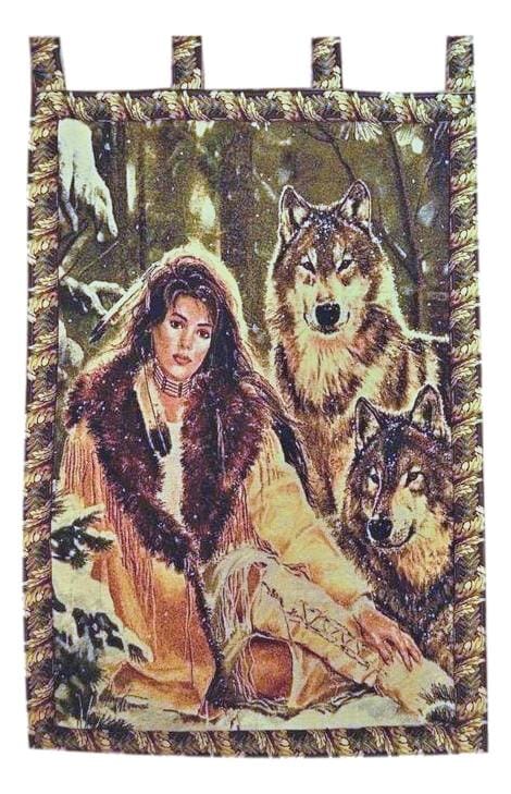 Tache Tapestry Runs With Wolves Native Tribal Wall Hanging 28 x 47 (12082) - Tache Home Fashion