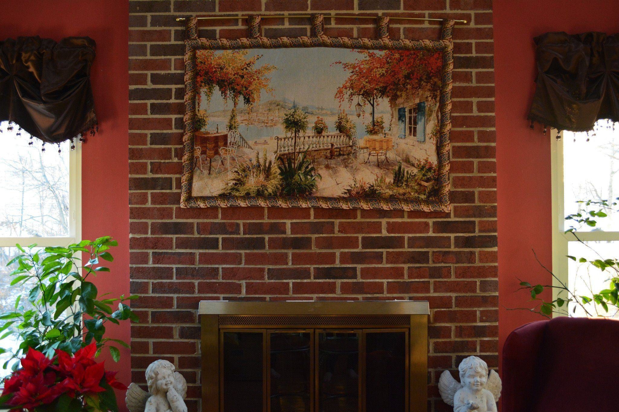 Tache Tapestry Summer Ocean View Coastal Table for Two Wall Hanging Ar